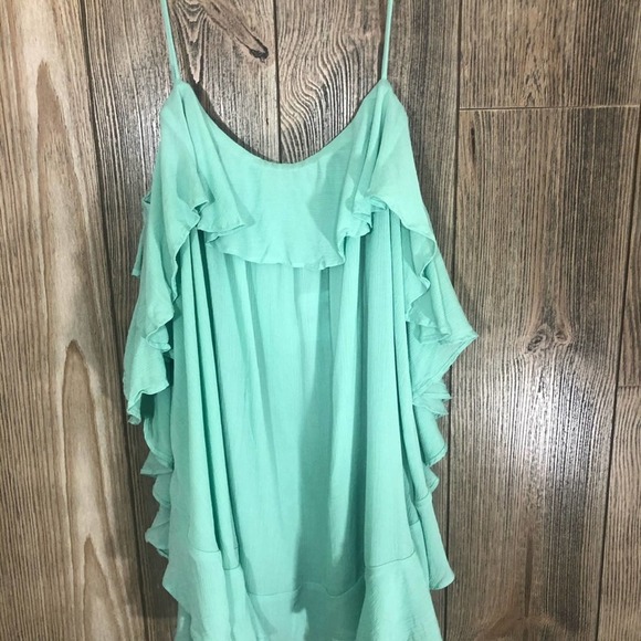 𝅺Intimately Free People Cascade Ruffle Mint Tank M (fits like a size large) - Picture 2 of 5